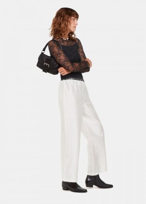 Whistles Hai Agneta Lace Top Black | US-70234JYDP