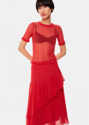 Whistles Hai Cecilia Skirts Red | US-68943LQUY