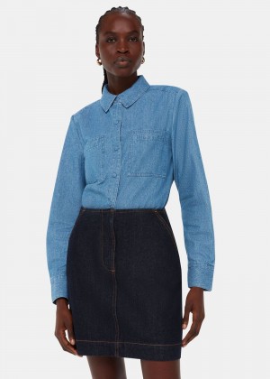 Whistles Hailey Denim Shirts Blue | US-29460MWQR