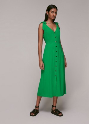 Whistles Hanna Tie Shoulder Dress Green | US-01879AWER