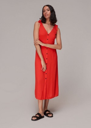 Whistles Hanna Tie Shoulder Dress Red | US-08951SHCE