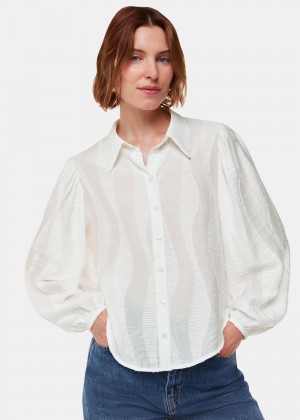 Whistles Hannah Textured Shirts White | US-37640PFGH