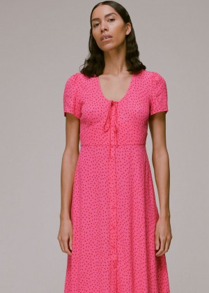 Whistles Heidi Spot Print Dress Pink / Multicolor | US-26570UWYM