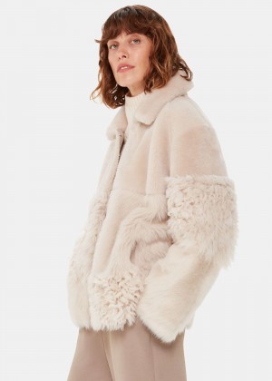 Whistles Hema Shearling Coat White / Multicolor | US-89045PGHS