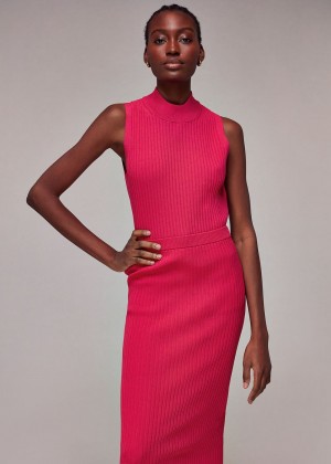 Whistles High Neck Rib Knitwear Pink | US-97048LMNO