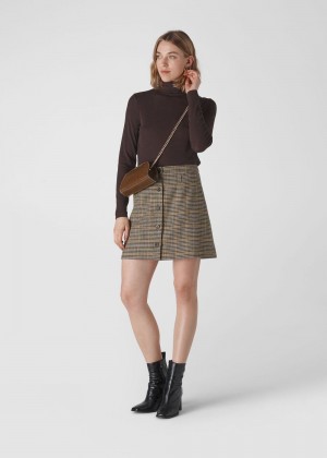 Whistles Houndstooth Button Aline Skirts Multicolor | US-49805WETL