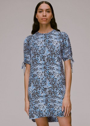 Whistles Hyena Spot Button Up Dress Blue / Multicolor | US-57894KNWV