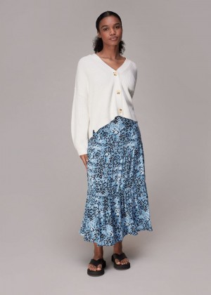 Whistles Hyena Spot Tiered Skirts Blue / Multicolor | US-01458PDSK