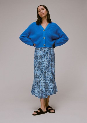 Whistles Hyena Spot Wrap Skirts Blue / Multicolor | US-69743BCJK