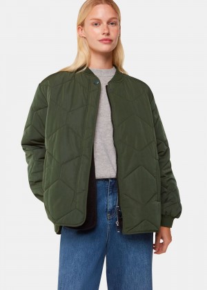 Whistles Ida Short Quilted Coat Khaki | US-86901TRED