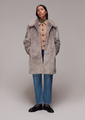 Whistles Imogen Faux Fur Coat Grey / Multicolor | US-25086EFLY