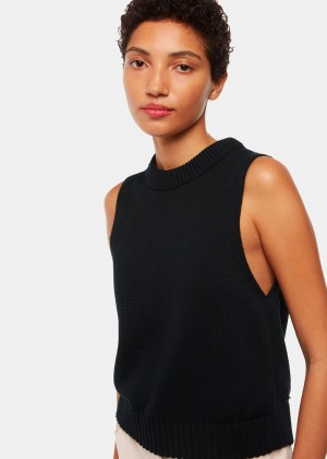 Whistles Indie Rib Detail Knitwear Black | US-87265NIPE