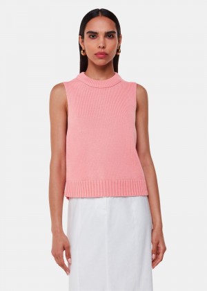 Whistles Indie Rib Detail Knitwear Pink | US-73648XIFO