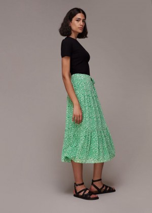 Whistles Indo Floral Wrap Skirts Green / Multicolor | US-45610CPDQ