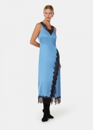 Whistles Iris Lace Detail Wrap Dress Blue / Multicolor | US-75326ECAB