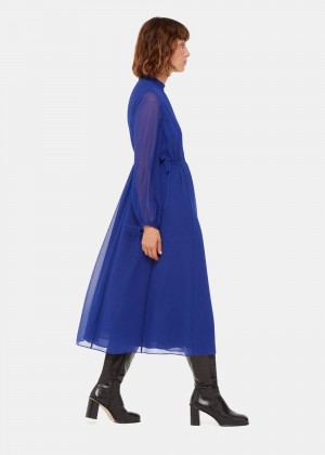 Whistles Ivy Midi Dress Blue | US-98364UZVK