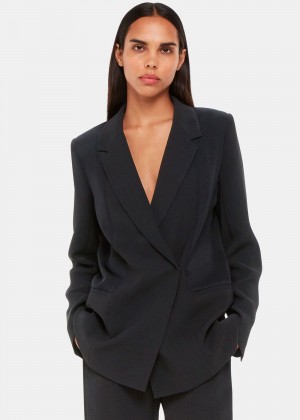 Whistles Jade Crepe Tux Blazer Black | US-15623FTIR