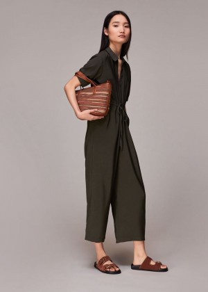 Whistles Jenny Jumpsuit Khaki | US-15094KHEX