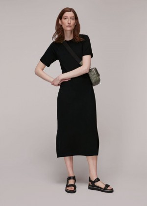 Whistles Jersey Longline Dress Black | US-38970YEIC