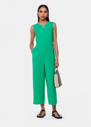 Whistles Josie Zip Front Jumpsuit Green | US-98270WTIQ