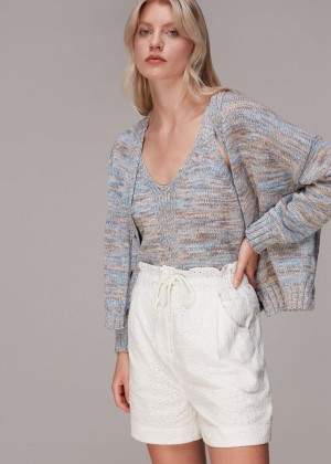 Whistles Jules Broderie Shorts White | US-24785TKWL