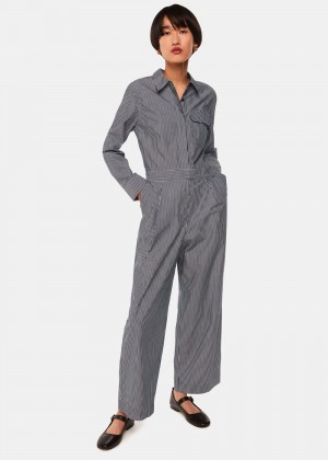 Whistles Julia Stripe Jumpsuit Black / Multicolor | US-46903WUCE