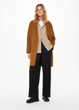 Whistles Julia Wool Double Faced Coat Brown | US-49870RUTY