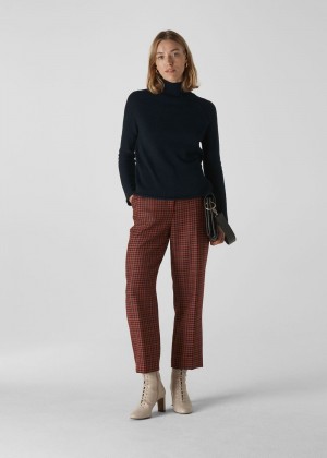 Whistles Kate Classic Check Pants Red / Multicolor | US-35642IUNJ