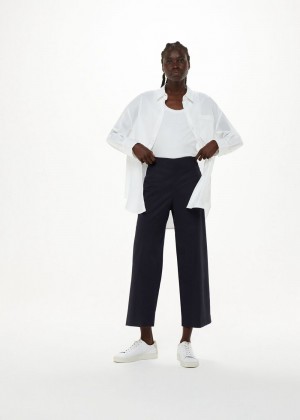 Whistles Katie Cropped Pants Navy | US-69504RYEM