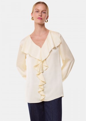 Whistles Kika Frill Top White | US-14369SRAF