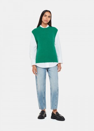 Whistles Kira Crew Neck Knitwear Green | US-49702XMWG