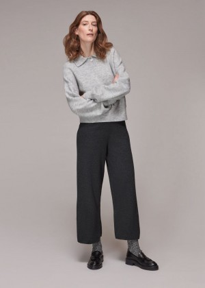 Whistles Knitted Wide Leg Marl Pants Grey | US-62381UVON