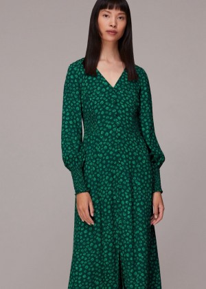 Whistles Lava Spot Print Midi Dress Green / Multicolor | US-32069RDYZ