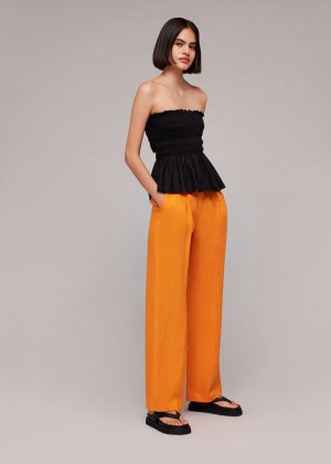 Whistles Leonie Linen Pants Orange | US-81604MLJH