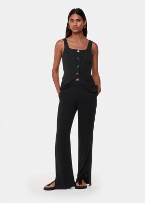 Whistles Leyla Crepe Pants Black | US-96043ZSRN