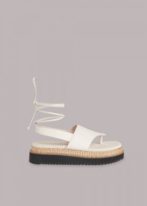 Whistles Lia Raffia Platform Sandals White | US-58710YBEO