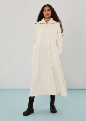 Whistles Lili Zip Sweatshirt Dress White | US-90312EAST