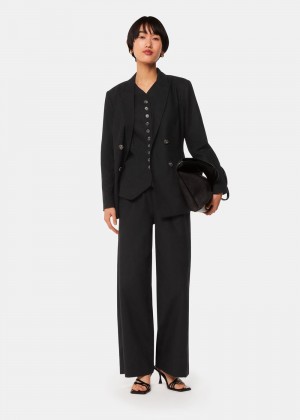 Whistles Lindsey Linen Blend Pants Black | US-03851JYRW