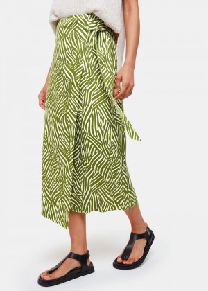 Whistles Linear Leaf Wrap Midi Skirts Green / Multicolor | US-31549DHKI