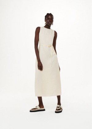 Whistles Linen Blend Cut Out Back Dress White / Multicolor | US-14520PKGR