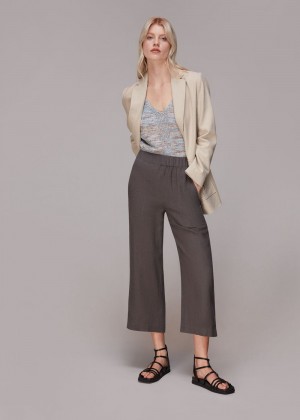 Whistles Linen Pants Black | US-93654UZFY