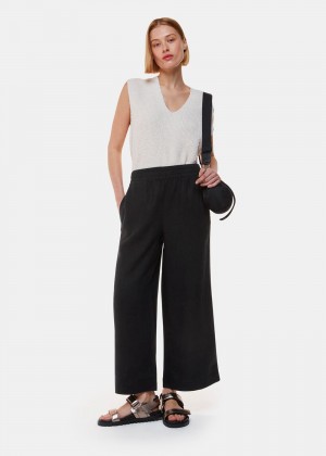 Whistles Linen Pocket Pants Black | US-24593HUDG