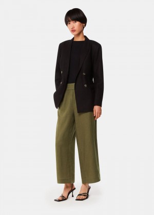 Whistles Linen Pocket Pants Khaki | US-67415GOLS