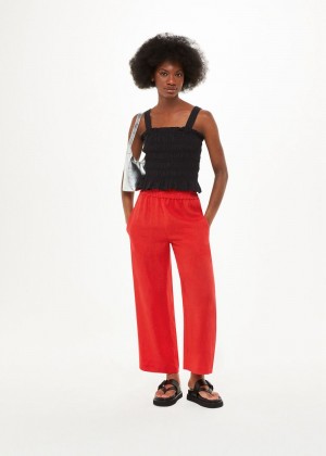 Whistles Linen Pocket Pants Red | US-91743VBHZ