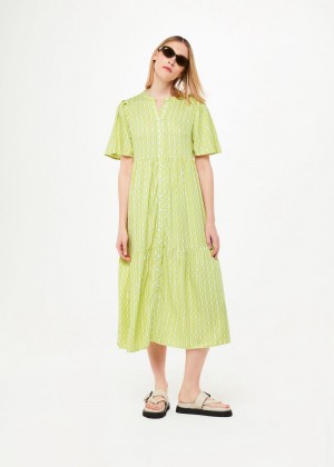 Whistles Link Check Trapeze Dress Green / Multicolor | US-68231JDRC