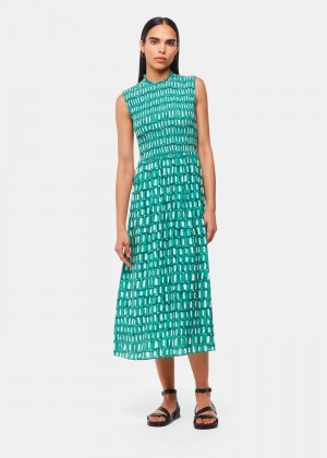 Whistles Linked Smudge Heidi Dress Green / Multicolor | US-31049SWAE