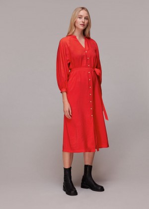 Whistles Lizzie Midi Dress Red | US-26503ISQR