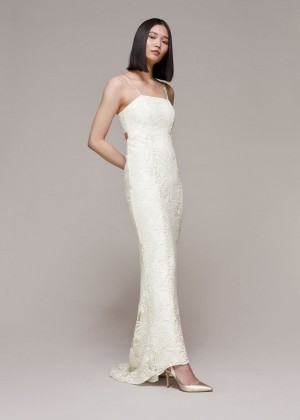 Whistles Lorelei Sequin Wedding Dress White | US-47162YREL