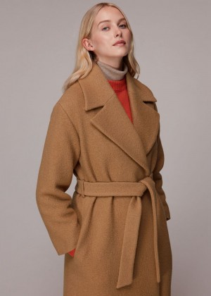 Whistles Lorna Wrap Wool Coat Brown | US-70582NZIU