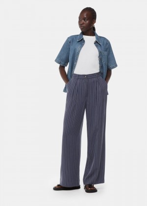 Whistles Lottie Pinstripe Pants Navy / Multicolor | US-38642BOHV